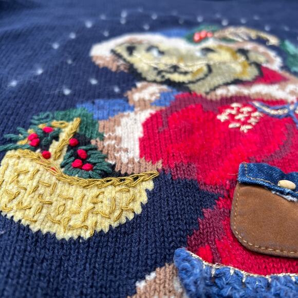 Susan Bristol 1994 Winter Holiday Teddy Bear Sweater Sz L - Picture 5 of 5